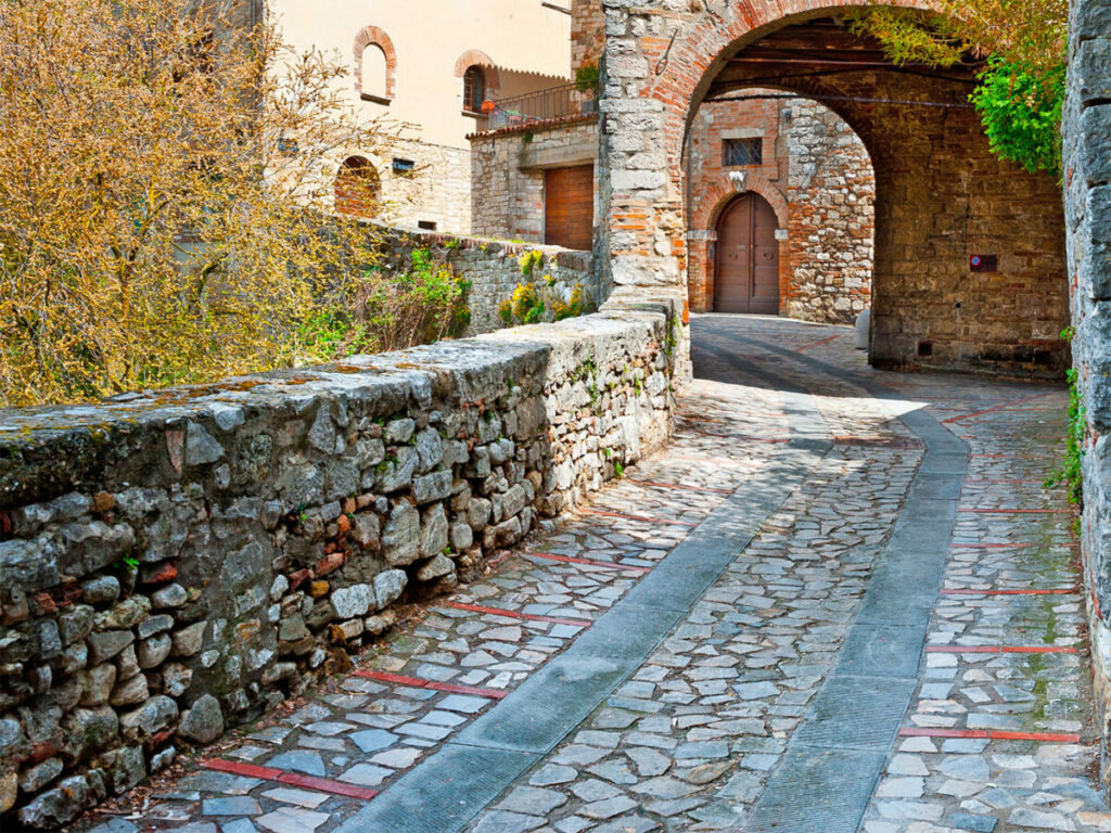 A cobbled street in Todi